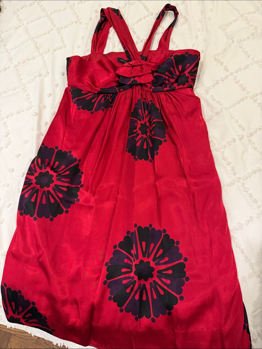 Marc By Marc Jacobs Red Sundress with Black Floral Medallions